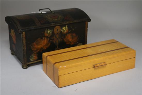 A painted casket and a box